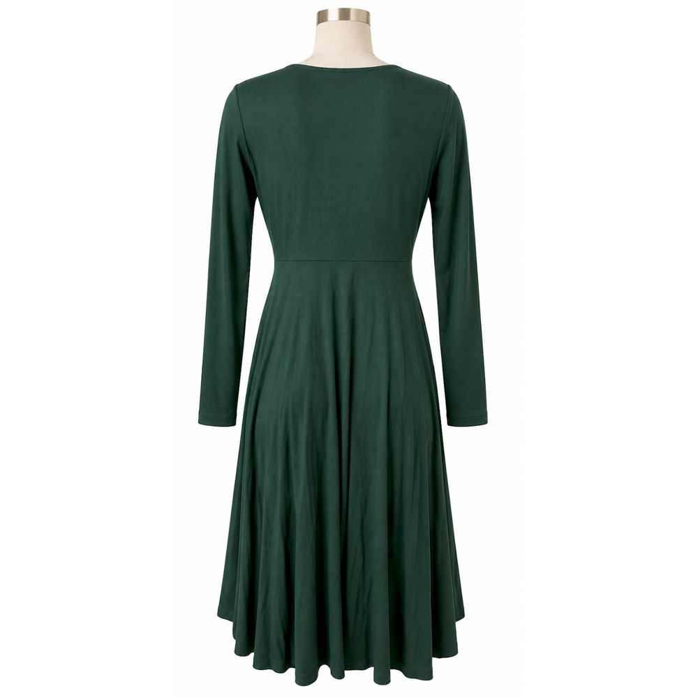 THE PYRAMID COLLECTION GREEN CROSSOVER FRONT HANDKERCHIEF HEM TUNIC DRESS TOP S - Picture 3 of 7
